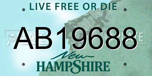 AB19688 New Hampshire License Plate