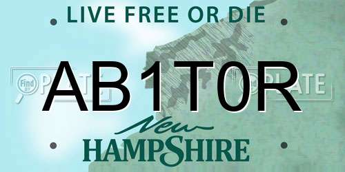 AB1T0R New Hampshire License Plate