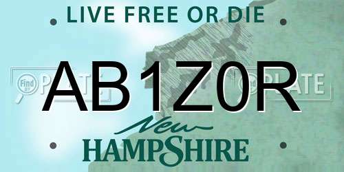 AB1Z0R New Hampshire License Plate