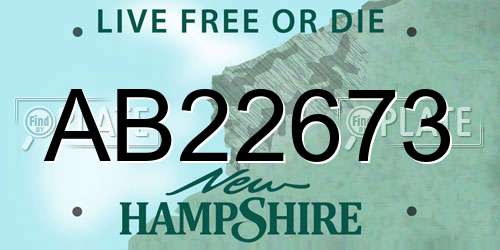 AB22673 New Hampshire License Plate