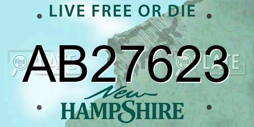 AB27623 New Hampshire License Plate