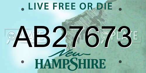 AB27673 New Hampshire License Plate