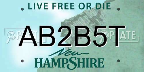 AB2B5T New Hampshire License Plate