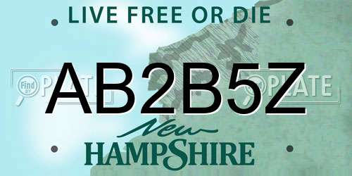 AB2B5Z New Hampshire License Plate