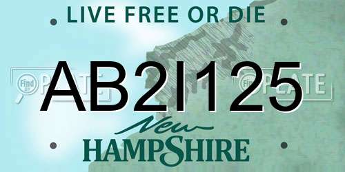 AB2I125 New Hampshire License Plate