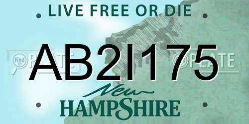 AB2I175 New Hampshire License Plate