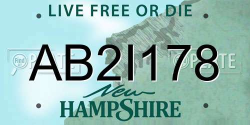 AB2I178 New Hampshire License Plate