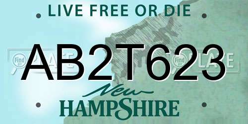 AB2T623 New Hampshire License Plate