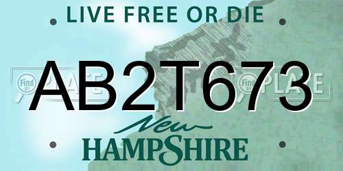 AB2T673 New Hampshire License Plate