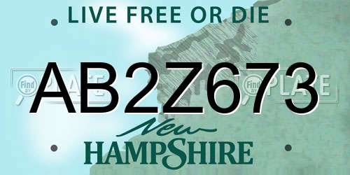 AB2Z673 New Hampshire License Plate