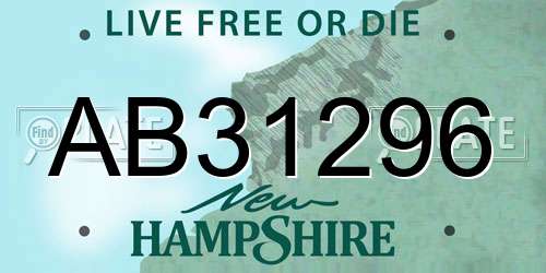 AB31296 New Hampshire License Plate