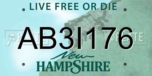 AB3I176 New Hampshire License Plate