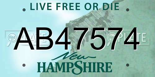 AB47574 New Hampshire License Plate