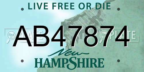 AB47874 New Hampshire License Plate