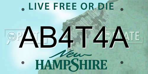AB4T4A New Hampshire License Plate