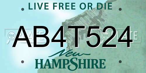 AB4T524 New Hampshire License Plate