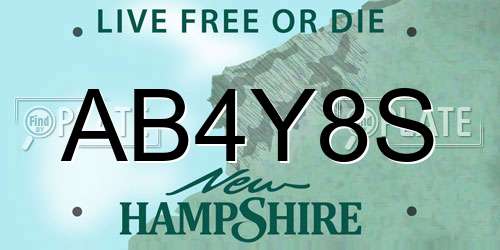AB4Y8S New Hampshire License Plate