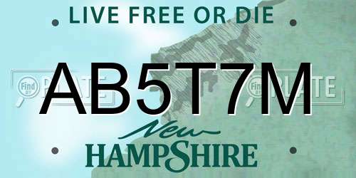 AB5T7M New Hampshire License Plate
