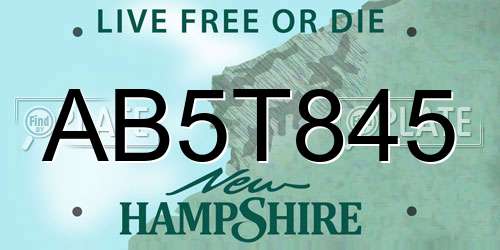 AB5T845 New Hampshire License Plate