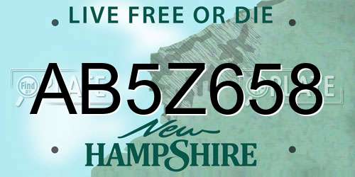 AB5Z658 New Hampshire License Plate