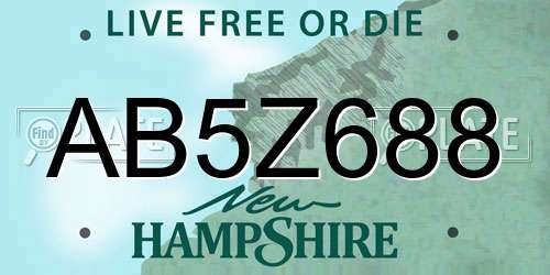 AB5Z688 New Hampshire License Plate