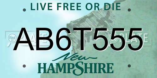 AB6T555 New Hampshire License Plate