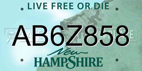 AB6Z858 New Hampshire License Plate