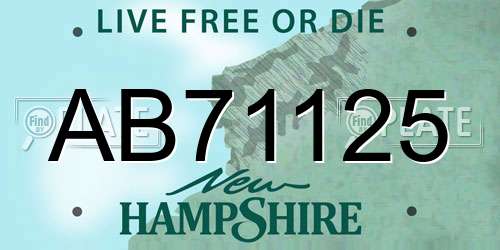 AB71125 New Hampshire License Plate