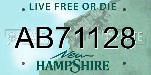 AB71128 New Hampshire License Plate