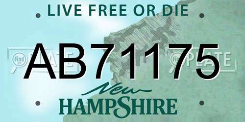 AB71175 New Hampshire License Plate