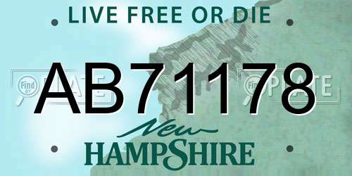 AB71178 New Hampshire License Plate