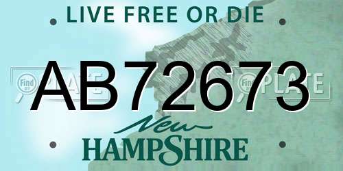AB72673 New Hampshire License Plate