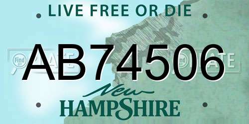 AB74506 New Hampshire License Plate