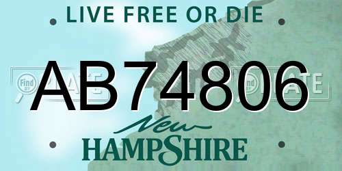 AB74806 New Hampshire License Plate