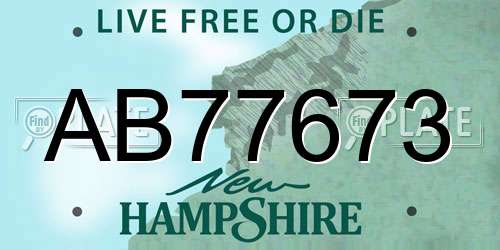 AB77673 New Hampshire License Plate