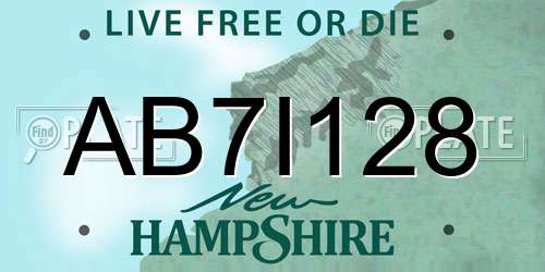 AB7I128 New Hampshire License Plate
