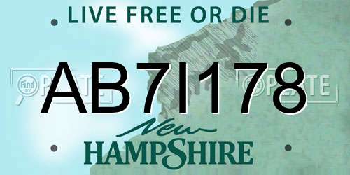 AB7I178 New Hampshire License Plate