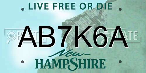 AB7K6A New Hampshire License Plate