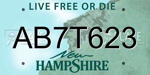 AB7T623 New Hampshire License Plate