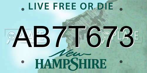 AB7T673 New Hampshire License Plate