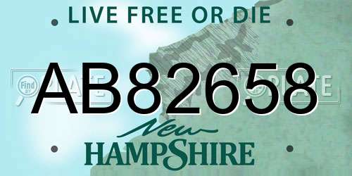 AB82658 New Hampshire License Plate