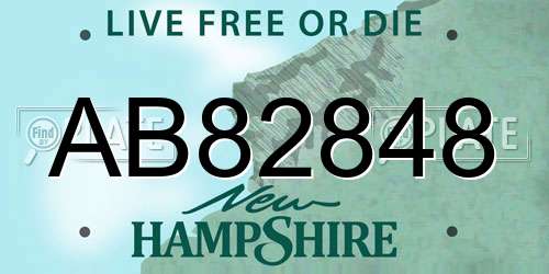 AB82848 New Hampshire License Plate