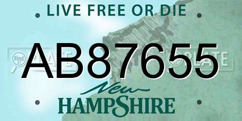AB87655 New Hampshire License Plate