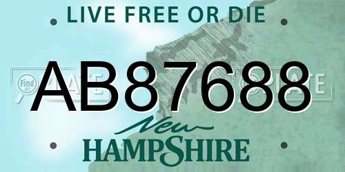 AB87688 New Hampshire License Plate