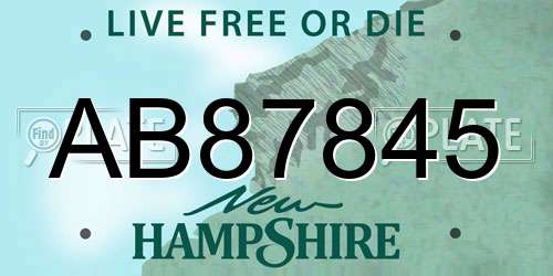 AB87845 New Hampshire License Plate