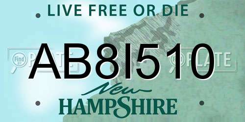 AB8I510 New Hampshire License Plate