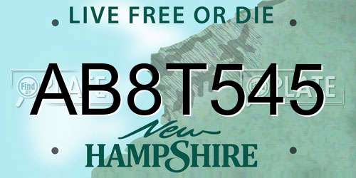 AB8T545 New Hampshire License Plate