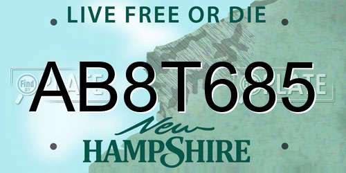 AB8T685 New Hampshire License Plate