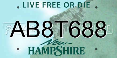 AB8T688 New Hampshire License Plate
