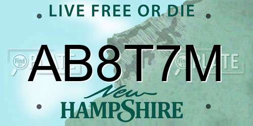 AB8T7M New Hampshire License Plate
